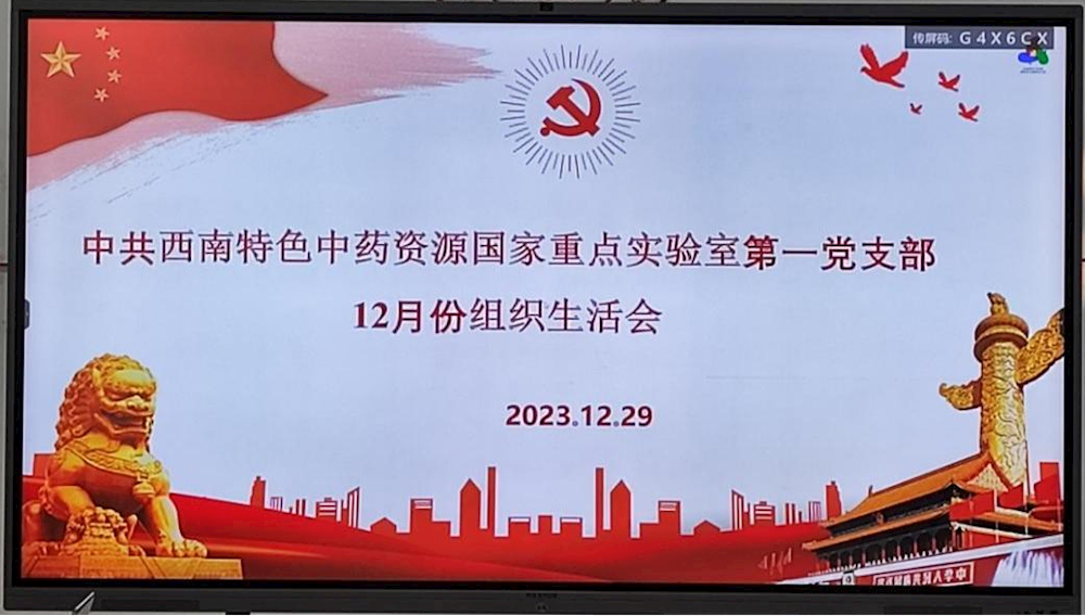 西南特色中药资源国家重点实验室第一党支部召开12月组织生活会 